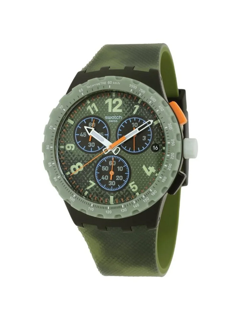 NWT Swatch Midday Camo Chronograph Quartz Green Dial Watch